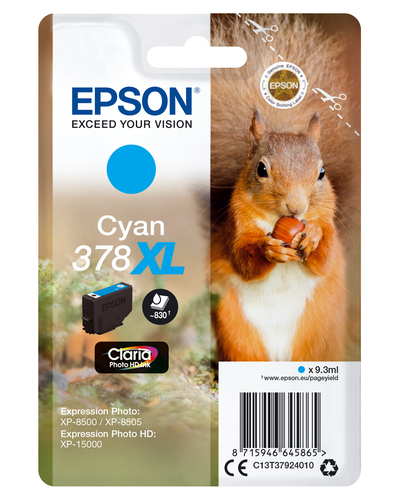EPSON Singlepack Cyan 378XL Squirrel Clara Photo HD Ink
